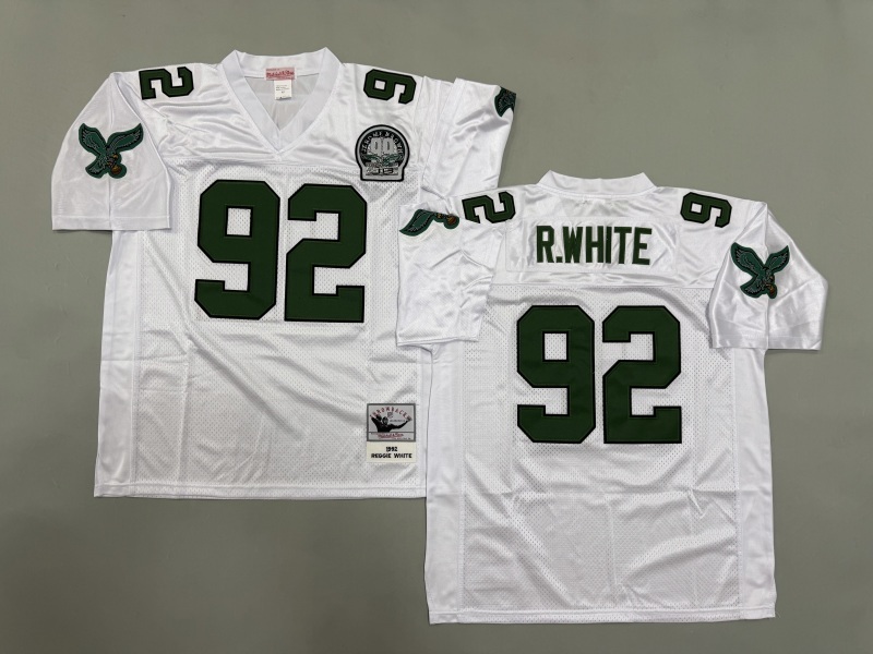 Men 2025 Philadelphia Eagles 92 R.White white Throwback Limited NFL Jersey style 001